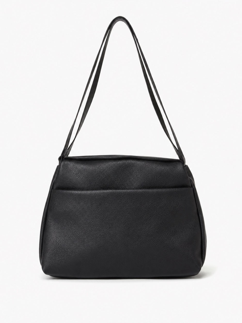 Classic Black Leather-Look Shoulder Bag